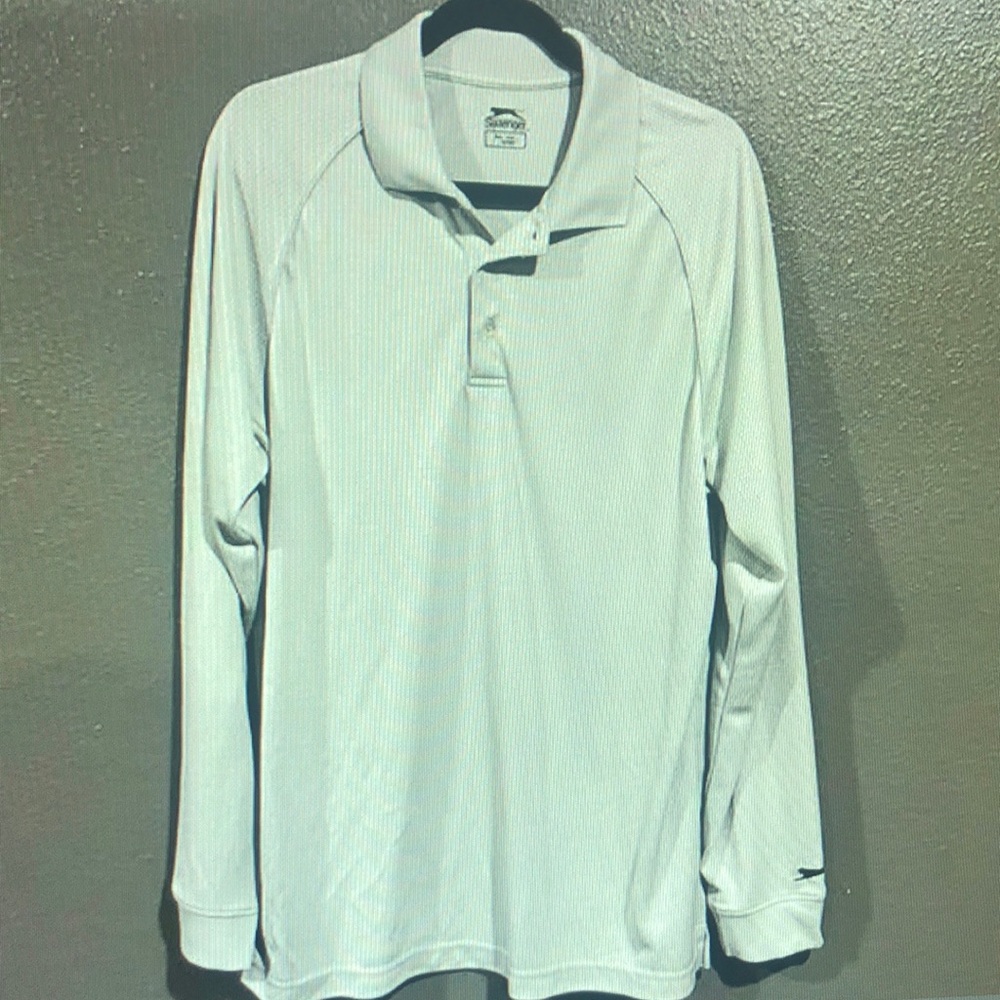 Men's White Long Sleeve Polo Shirt